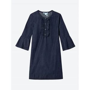 Draper James Chambray Ruffle Shift Dress New with Tags Size 6